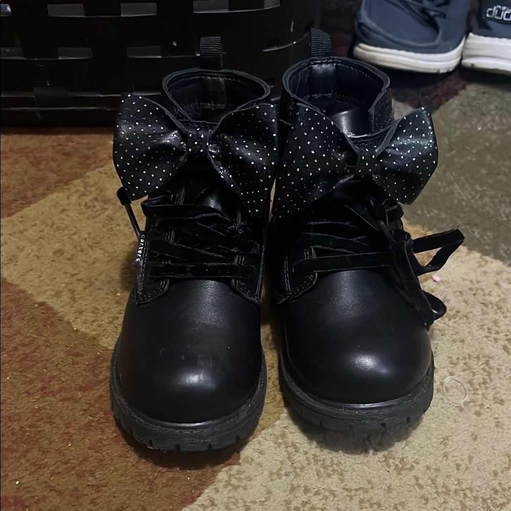 Black Boots with Polka Dot Bows